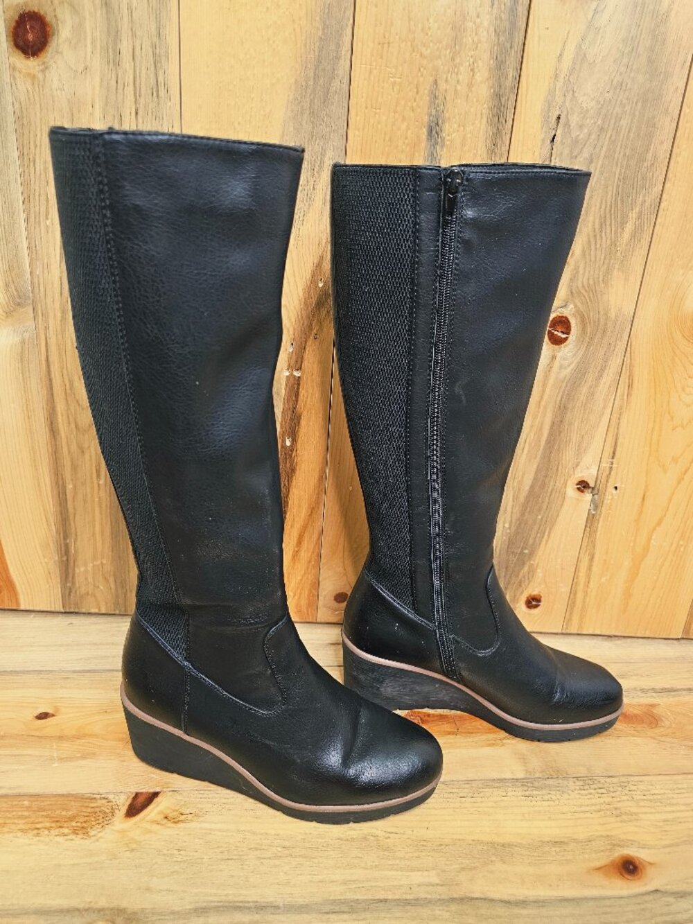 SOUL Naturalizer Adrian Wedge Boot Black Knee High Size 8
